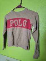 Polo Ralph Lauren Kids Beige and Pink Sweater with POLO Spellout Medium Pullover - $29.33