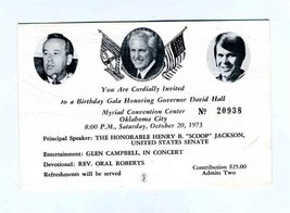 Invitation Honoring Governor David Hall Oklahoma 1973 Glen Campbell Oral... - £27.22 GBP