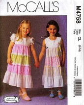 Girl&#39;s DRESSES 2005 McCall&#39;s Pattern 4758 Sizes 6, 7 &amp; 8 UNCUT - £9.50 GBP