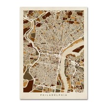 Philadelphia Pennsylvania Street Map II by Michael Tompsett, 18x24-Inch Canvas W - $62.99