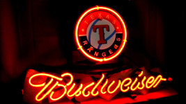 Budweiser Beer Mlb Texas Rangers Man Cave Neon Light Neon Sign - £57.73 GBP