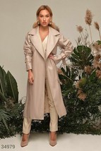 Halloween Beige Stylish Party Designer Decent Lambskin Women Leather Trench Coat - £132.43 GBP