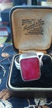 Antique Vintage Sterling Silver Ruby Ring Early 1950 - £70.43 GBP