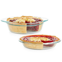 Deep 2-Pack (9.5&quot;) Glass Baking Dish Set, Round Pie Glass Bakeware, Dishwasher,  - $81.89