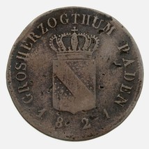 1821 German States Baden 1/2 Kreuzer, VF Condition, KM# 182 - $234.95 CAD