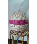 Ratán tejido a mano mimbre rosa forma de globo de aire 2 piezas set lámp... - $292.92 CAD
