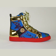 Mens High Top Shoes FIESSO by AURELIO GARCIA Chain Medusa Celebrity 2421 Blue image 7