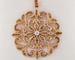 14k Oro Rosa 1.00 Carat Diamante Motivo Floreale Ciondolo - $1,577.08