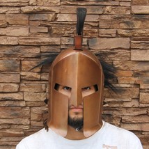 Medieval Gears Brand Greek Spartan King 300 Crested Helmet w/Copper Finish &amp; Lin - £54.16 GBP