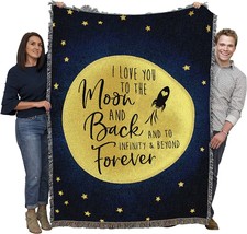 I Love You To The Moon And Back Blanket - Gift Tapestry Throw Woven From Cotton - £61.06 GBP