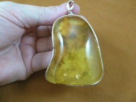p80-1) Huge Yellow AMBER geometric oval abstract .925 Sterling SILVER PENDANT - £492.95 GBP