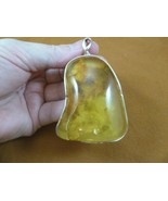 p80-1) Huge Yellow AMBER geometric oval abstract .925 Sterling SILVER PE... - $843.96 CAD