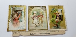 THREE Victorian Trade Cards McLAUGHLINS COFFEE Cute Kids Fishing Laundry... - £6.83 GBP