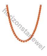 15.24 Ctw Created Orange Sapphire 14K White Gold Plated Tennis 3 MM Necklace 18" - €172,81 EUR