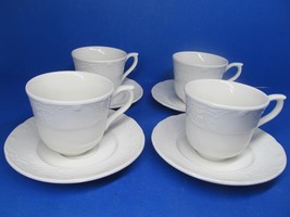 Johnson Brothers Richmond White Set Of 4 Cups And 4 Saucers  VGC - £15.66 GBP