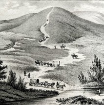 Oregon Trail Wagons On Blue Mountains 1850 Hand Lithograph Victorian DWAA1B - £47.07 GBP