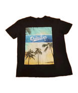 Quicksilver Boy&#39;s Black Graphic T-Shirt M Casual Palm Tree Beach Wear - $13.05 CAD