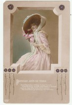 Vintage Postcard Pretty Woman With Roses Birthday Joys Be Thine EAS 1913 - £6.25 GBP