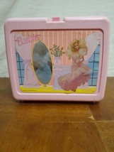 Barbie Reflective Mirror Pink Plastic Lunch Box No Thermos Mattel 1990 V... - $16.64 CAD