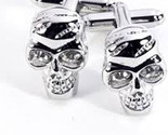 Bey-Berk Rhodium-Plated Cufflinks with Crystal Scull Design - £23.14 GBP