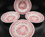 4 Spode Winters Eve Red Large Rim Soup Bowls Set Camilla Serve Dish Engl... - $76.10
