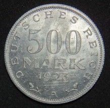 GERMANY 500 MARK ALU COIN 1923 A WEIMAR TIME RARE COIN aUNC - £6.75 GBP