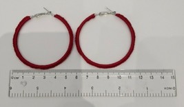 Aesthetic Red Handmade Crochet Hooped Earrings 60MM For Women - £3.97 GBP