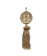 Vintage Gold Tone Medallion Tassel Fringe Pendant Womens Costume Jewelry - €24,90 EUR