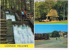 Holland Netherlands Postcard Loenen Veluwe Multi View Waterfall Train Reindeer - £2.28 GBP