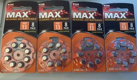 4PC MAX HEARING AID BATTERYS SIZE 13 8 PACK - $9.78