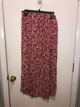 NWT AGB Floral Print Maxi Skirt Open Slit Front Elastic Waistband SZ Large - £10.27 GBP