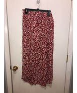 NWT AGB Floral Print Maxi Skirt Open Slit Front Elastic Waistband SZ Large - $240.74 MXN
