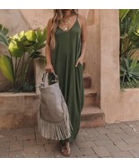Elan Jordyn V neck V back Black Maxi Dress Pockets Olive - $47.52 CAD