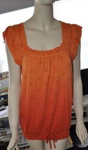 Womens Shirt Jr Girls Mudd Orange Color Faded Peace Short Sleeve Top-size L - £5.12 GBP