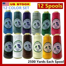 12 Big Spools Sewing Thread Polyester Multicolor 2500 Yards Each Spool NEW - £17.79 GBP