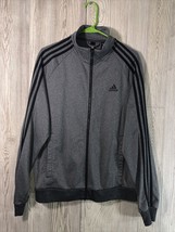 Adidas Jacket Mens Size Medium Gray Full Zip Up Track Jacket Sweater Polyester - £15.82 GBP
