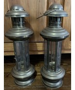 Set Of 2 Brass Etched Glass Candle Holder Lanterns, Hanging Brass Coach ... - €42,38 EUR