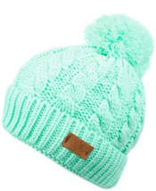 Angela &amp; William Cable Pom Beanie With Sherpa Lining – Mint - £23.98 GBP