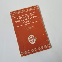 1949 Outlines Of Shakespeare&#39;s Plays College Outline Series Watt Vintage Revised - £5.50 GBP