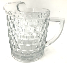 Vintage Fostoria American Clear Cube Glass Pitcher Ice Lip Straight Sides 8 1/4&quot; - £35.05 GBP