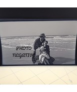 Vintage Photo Negative 1940s Family At The Beach With Baby Infant - $12.31 CAD