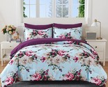 7 Piece Bed In A Bag,Floral Comforter Set King Size, Watercolor Blooms P... - $101.99