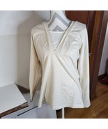 Womans Denim &amp; Co Off White hooded pullover knit top Size Small - £15.40 GBP