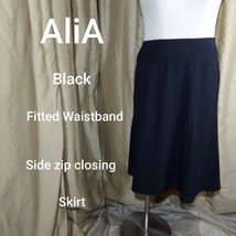 AliA Black Fitted Waistband Side Zip Skirt Size 16 - £9.59 GBP