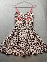 Parker Fit &amp; Flare Silk Dress Roland Women Size M White Leopard Print Mini - £30.74 GBP