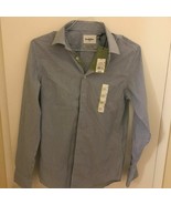 New Men&#39;s Small Long Sleeve Blue Striped Dress Shirt - $22.46