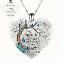 Puffed Heart Necklace - New -  &quot;Those We Love Don&#39;t Go Away...&quot; - £13.23 GBP