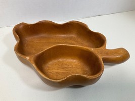 MCM Monkey Pod Wood Divided Serving Bowl Hand Carved Made In Hawaii - $28.75