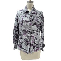 Chico&#39;s 100% Linen Shirt-jack Metallic Silver/Purple Sz 1 S/M NWOT - $52.85 CAD