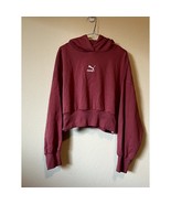 Puma Cropped Hoodie L NWT | Dark Rose Pink Pullover Sweatshirt Streetwear - $672.27 MXN
